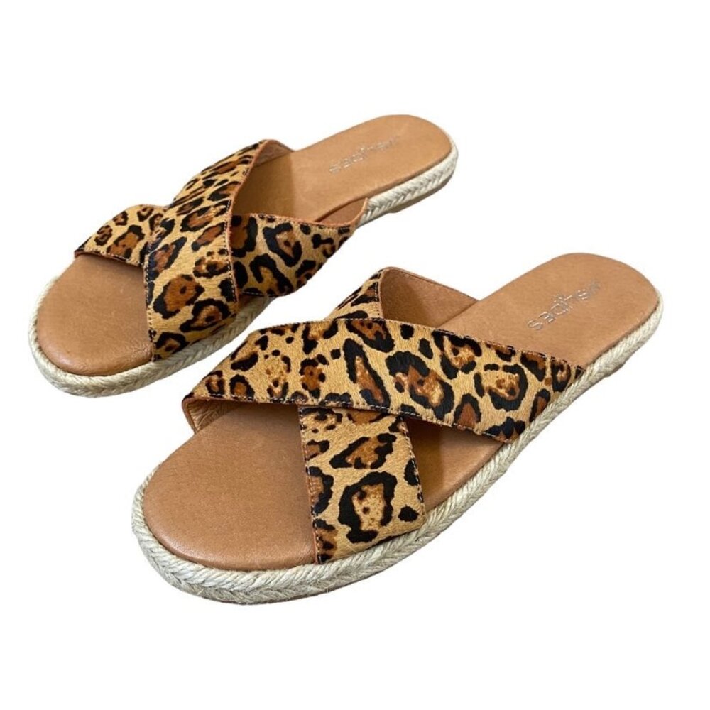 J/Slides NYC Reva Espadrille Slides Leopard Animal Print New size 8.5